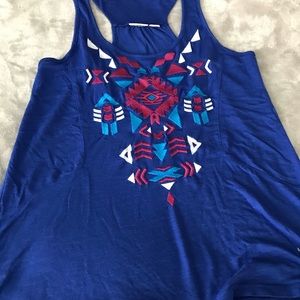Blue tank embroidery on front